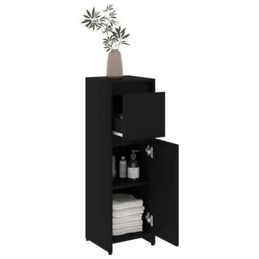 Bathroom Cabinet Black 30x30x95 cm Engineered Wood - Image 3