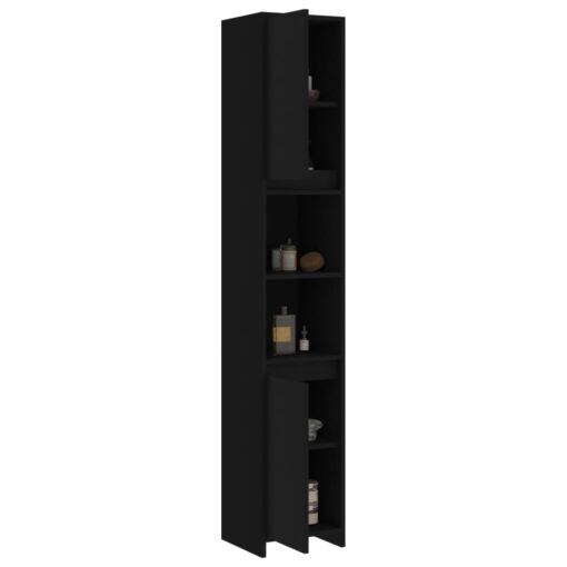 vidaXL Bathroom Cabinet Black 30x30x183.5 cm Engineered Wood - Image 2