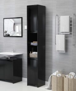 vidaXL Bathroom Cabinet Black 30x30x183.5 cm Engineered Wood