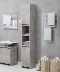 vidaXL Bathroom Cabinet Concrete Grey 30x30x183.5 cm Engineered Wood