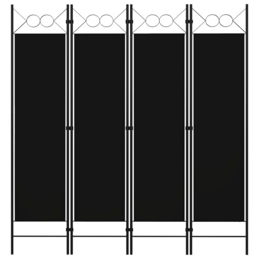 vidaXL 4-Panel Room Divider Black 160x180 cm