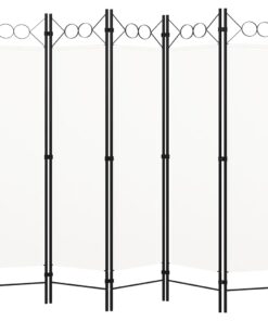 vidaXL 5-Panel Room Divider White 200x180 cm