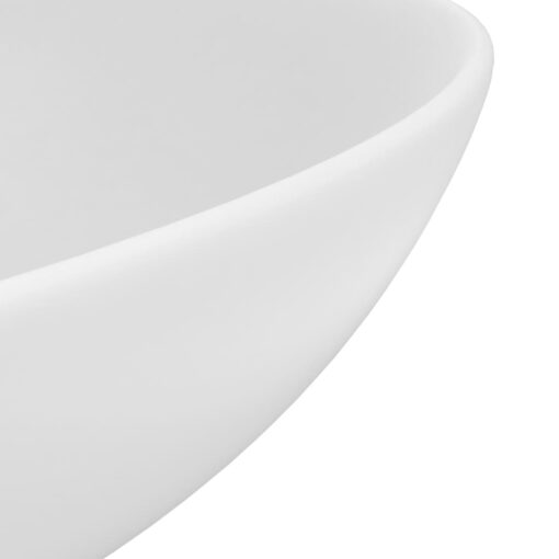 Bathroom Sink Ceramic Matt White Round - Image 3
