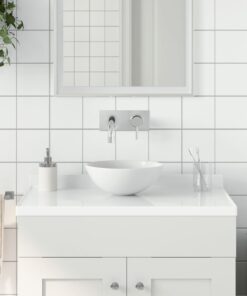 vidaXL Bathroom Sink Ceramic Matt White Round