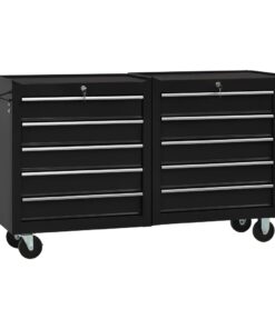 vidaXL Tool Trolley with 5 Drawers Black 69x33x77 cm Steel