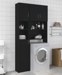 vidaXL Washing Machine Cabinet Set Black Engineered Wood