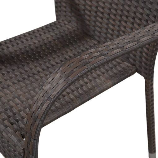 vidaXL Stackable Outdoor Chairs 6 pcs Poly Rattan Brown - Image 3