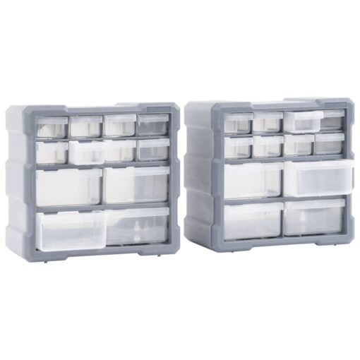 vidaXL Multi-drawer Organisers with 12 Drawers 2 pcs 26.5x16x26 cm - Image 3