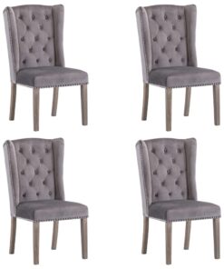 vidaXL Dining Chairs 4 pcs Grey Velvet