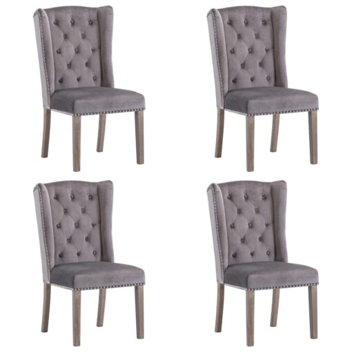 vidaXL Dining Chairs 4 pcs Grey Velvet