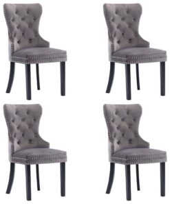 vidaXL Dining Chairs 4 pcs Grey Velvet