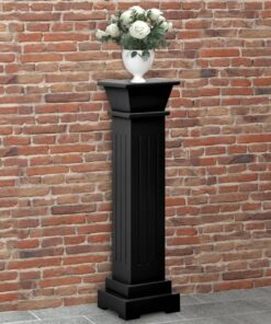 vidaXL Classic Square Pillar Plant Stand Black 17x17x66 cm MDF