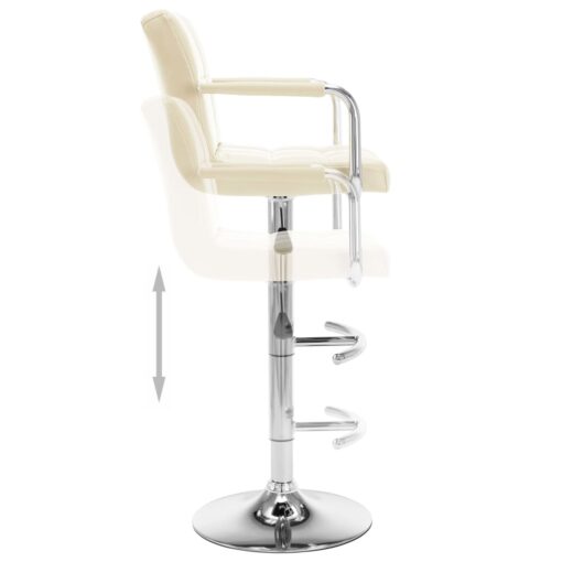 vidaXL Bar Stools 2 pcs Cream Faux Leather - Image 4