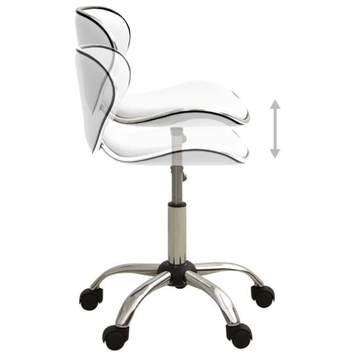vidaXL Salon Spa Stool White Faux Leather - Image 2