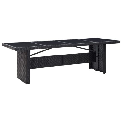 vidaXL Garden Table Black 240x90x74 cm Poly Rattan and Glass