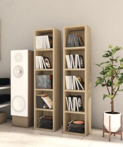 vidaXL CD Cabinets 2 pcs Sonoma Oak 21x16x93.5 cm Engineered Wood