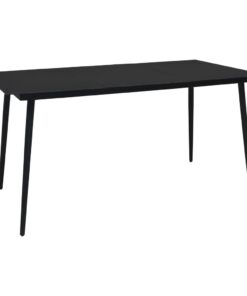 vidaXL Garden Dining Table Black 190x90x74 cm Steel and Glass