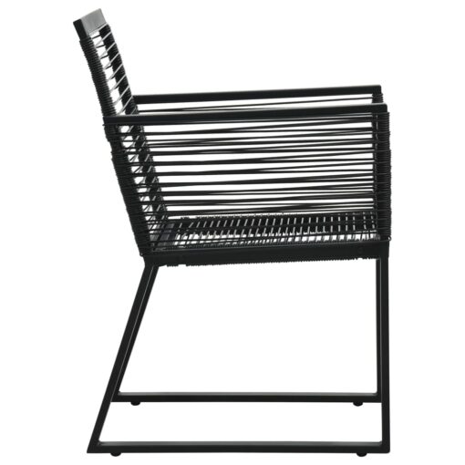 Garden Chairs 4 pcs Rope Rattan Black - Image 3