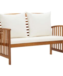 vidaXL Garden Bench with Cushions 119 cm Solid Acacia Wood