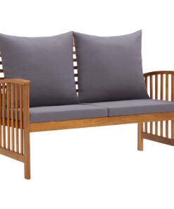 vidaXL Garden Bench with Cushions 119 cm Solid Acacia Wood