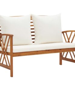 vidaXL Garden Bench with Cushions 119 cm Solid Acacia Wood