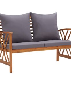 vidaXL Garden Bench with Cushions 119 cm Solid Acacia Wood