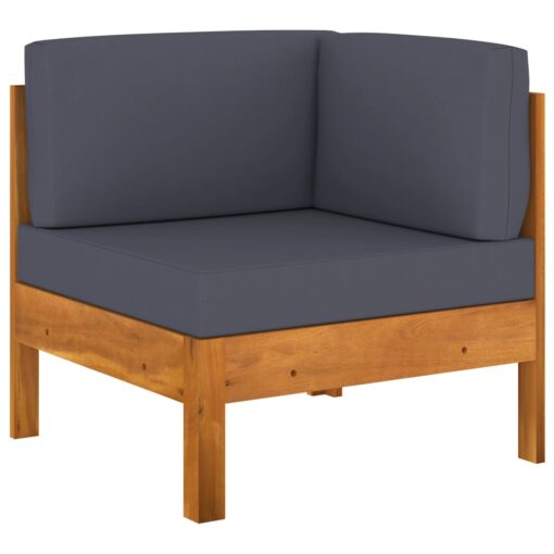 vidaXL Corner Sofa with Dark Grey Cushions Solid Acacia Wood