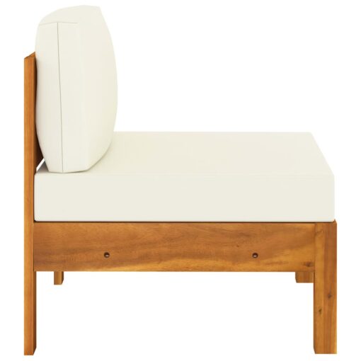 vidaXL Middle Sofa with Cream White Cushions Solid Acacia Wood - Image 2
