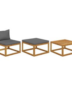 vidaXL 3 Piece Garden Lounge Set with Cushions Solid Acacia Wood