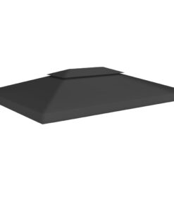 vidaXL 2-Tier Gazebo Top Cover 310 g/m² 4x3 m Black