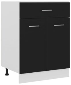 vidaXL Drawer Bottom Cabinet Black 60x46x81.5 cm Engineered Wood