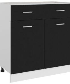 vidaXL Drawer Bottom Cabinet Black 80x46x81.5 cm Engineered Wood