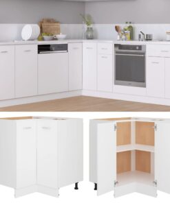 vidaXL Corner Bottom Cabinet White 75.5x75.5x81.5 cm Engineered Wood