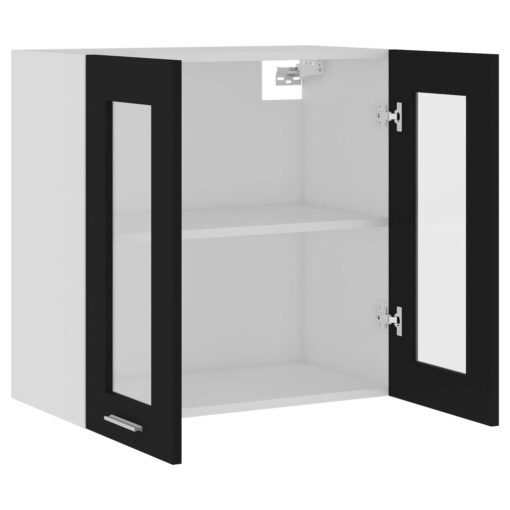 vidaXL Hanging Glass Cabinet Black  60x31x60 cm Engineered Wood - Image 3