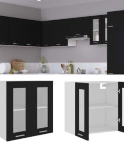 vidaXL Hanging Glass Cabinet Black  60x31x60 cm Engineered Wood