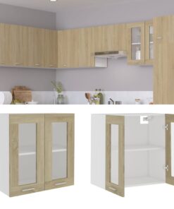 vidaXL Hanging Glass Cabinet Sonoma Oak  60x31x60 cm Engineered Wood