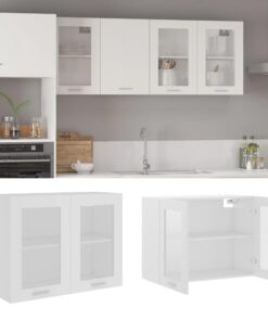 vidaXL Hanging Glass Cabinet White 80x31x60 cm Engineered Wood