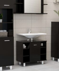 vidaXL Bathroom Cabinet Black 60x32x53.5 cm Engineered Wood