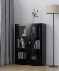 vidaXL Vitrine Cabinet Black 82.5x30.5x115 cm Engineered Wood