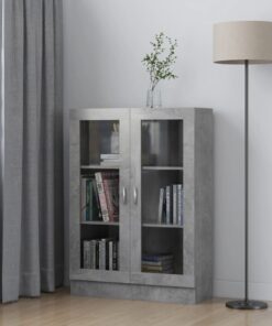 vidaXL Vitrine Cabinet Concrete Grey 82.5x30.5x115 cm Engineered Wood