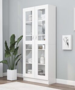 vidaXL Vitrine Cabinet White 82.5x30.5x185.5 cm Engineered Wood