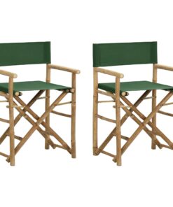 vidaXL Folding Director's Chairs 2 pcs Green Bamboo and Fabric