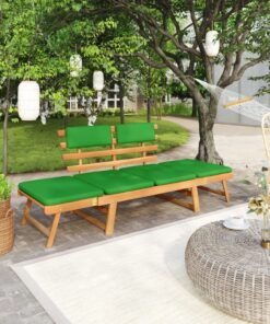 vidaXL Garden Bench with Cushions 2-in-1 190 cm Solid Acacia Wood