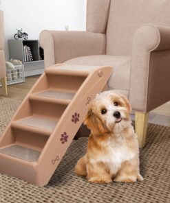 vidaXL Folding Dog Stairs Brown 62x40x49.5 cm