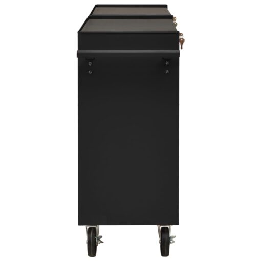 vidaXL Tool Trolley with 14 Drawers Steel Black (147185+147186) - Image 3
