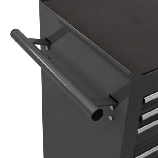 vidaXL Tool Trolley with 14 Drawers Steel Black (147185+147186) - Image 4