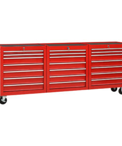 vidaXL Tool Trolley with 21 Drawers Steel Red (147177+2x147178)