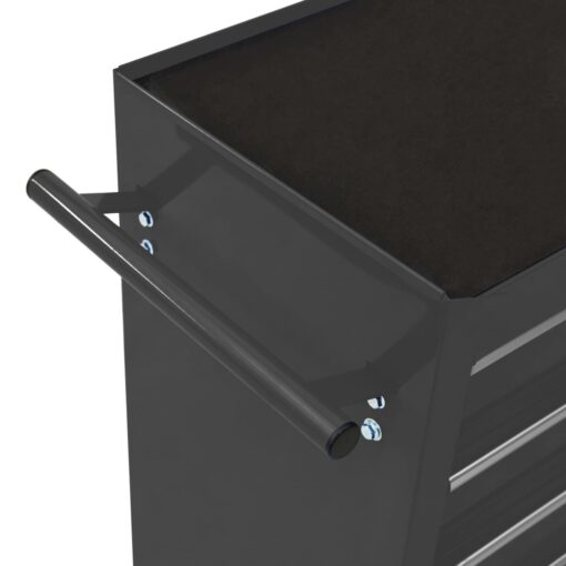 vidaXL Tool Trolley with 15 Drawers Steel Black (147183+2x147184) - Image 4