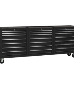 vidaXL Tool Trolley with 21 Drawers Steel Black (147185+2x147186)