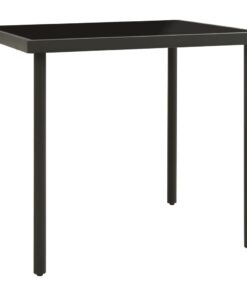 vidaXL Outdoor Dining Table Anthracite 80x80x72 cm Glass and Steel